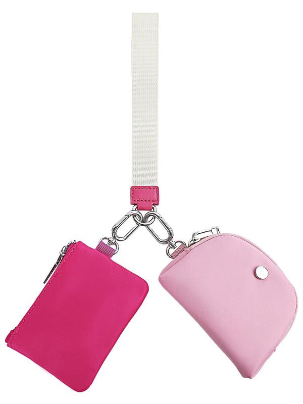 Women's Simple Style Plain Color Zipper 2 in 1 Wristlet Wallet, Casual Versatile Mini Coin Purse for Women & Men, Fashionable Wallet for Daily Use