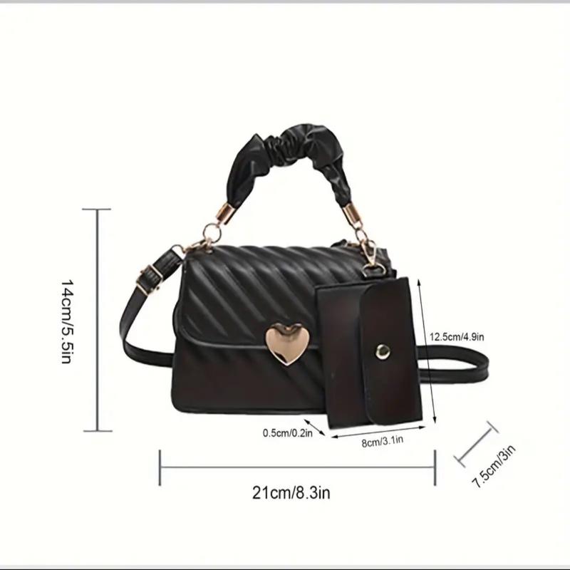 MakeMeChic Women's Heart Top Handle PU Leather Flap Bags Square Handbag Crossbody Bags