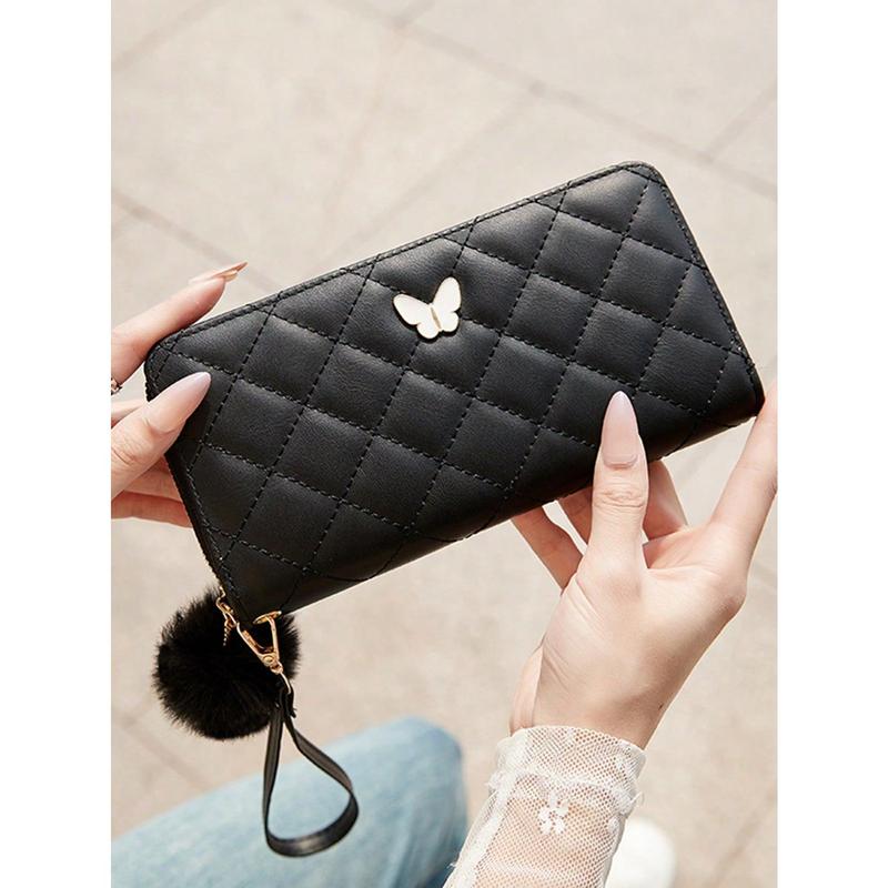 2023 New Fashion Ringer Embroidery Butterfly Women's Long Purse Women's Ultra-Thin Purse Lightweight Modern Business Credit Card ID Card Money Cash Long Wallet Business Casual Teacher's Day Teacher Gifts Work Business Commute Travel Holiday Office Vacatio