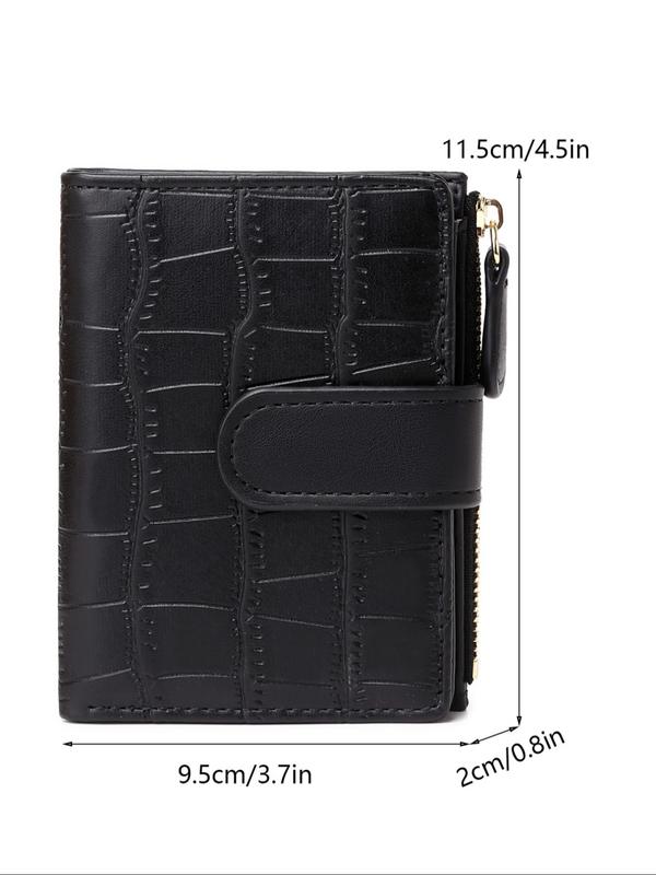 Women's Crocodile Embossed Zipper Short Wallet, Casual Pu Coin Purse, Portable Bi-fold Short Wallet with Id Card Slot