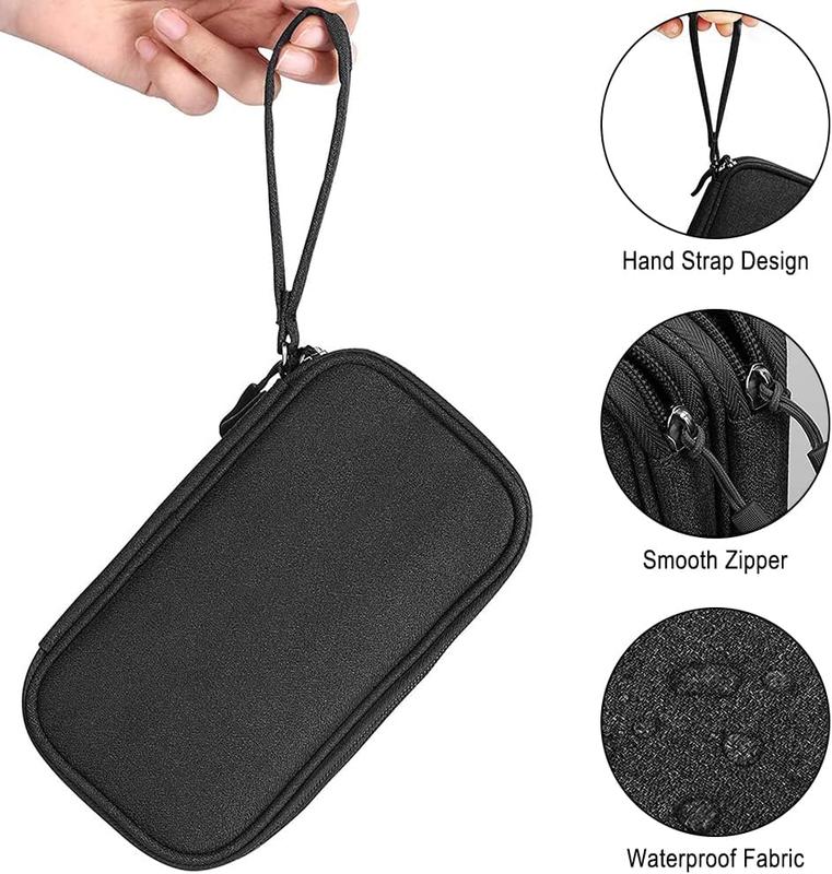 Travel Cable Organiser, Electronics Accessories Storage Bag, Waterproof Portable Double Layers Travel Gadget Carry Pouch for Cable, Power Bank, Charger, Memory Card, Headphone