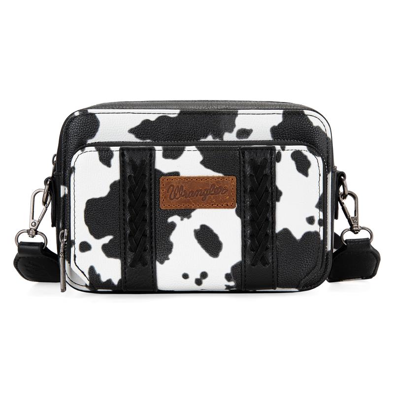 Wrangler Hot Sale Cow Print Crossbody Bag for Women Western Cowgirl Crossbody Purses with Guitar Strap