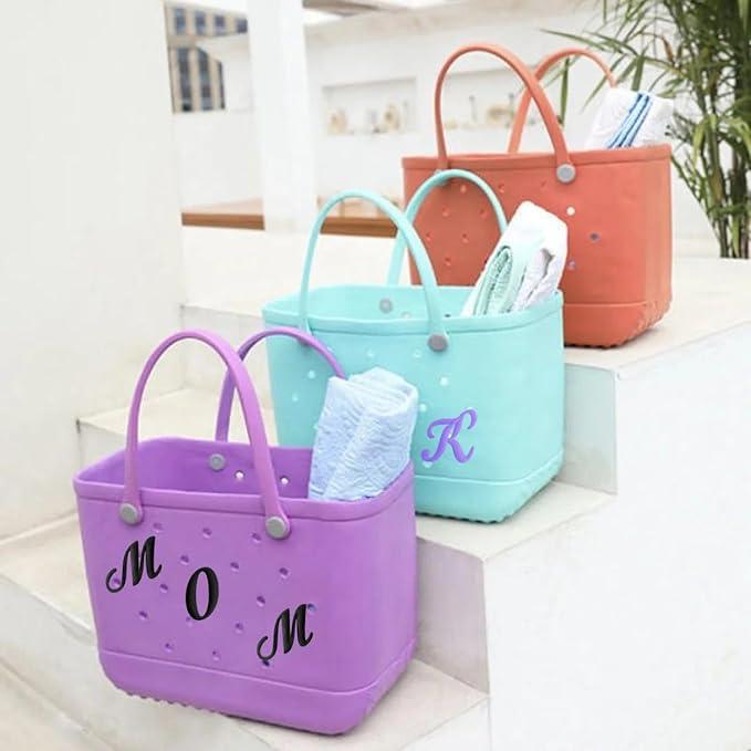 3PCS Letter Charms Compatible with Beach Bags 2.75 in Large Size Bag Inserts Accessories Decorative Charm for Beach Bag