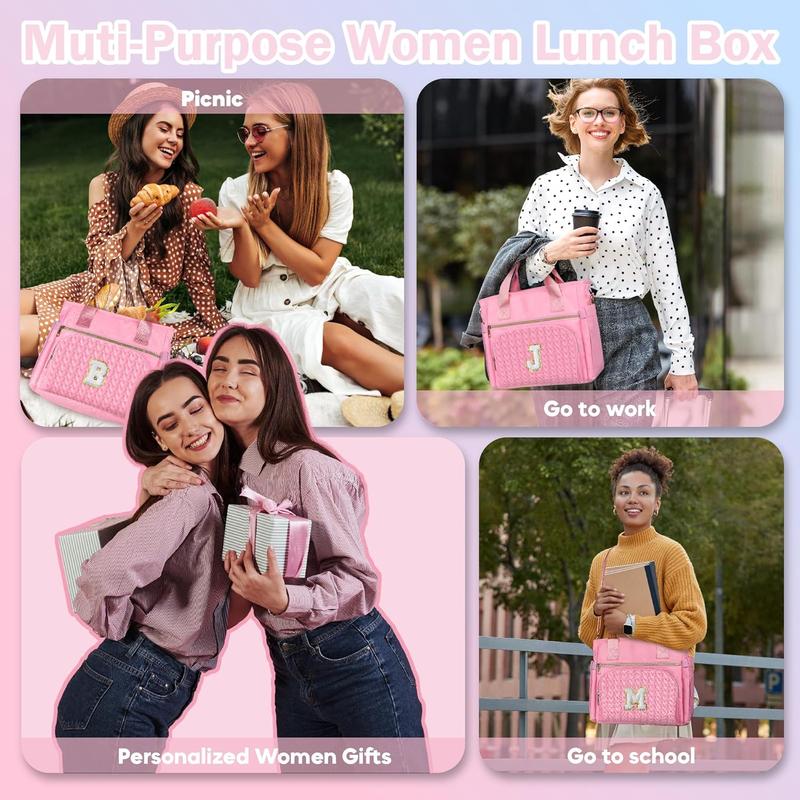 Personalized Lunch Tote Bag - Insulated Thermal Lunch Box for Women Adults, Large Lunch Tote Bags for Work with Adjustable Strap Reusable Cooler Tote