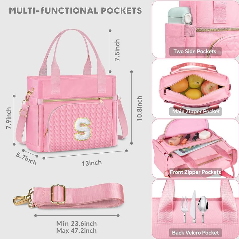 Personalized Lunch Tote Bag - Insulated Thermal Lunch Box for Women Adults, Large Lunch Tote Bags for Work with Adjustable Strap Reusable Cooler Tote