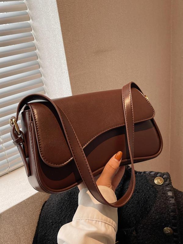 Women's Solid Color Shoulder Bag, Fashionable PU Leather Crossbody Bag for Daily Used, Casual Trendy Versatile High-quality Daily Commuting Bag