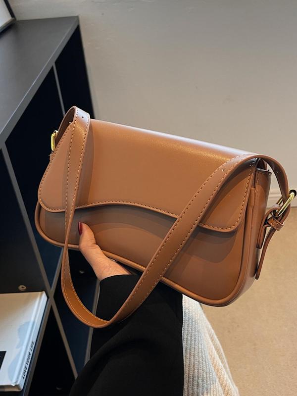 Women's Solid Color Shoulder Bag, Fashionable PU Leather Crossbody Bag for Daily Used, Casual Trendy Versatile High-quality Daily Commuting Bag