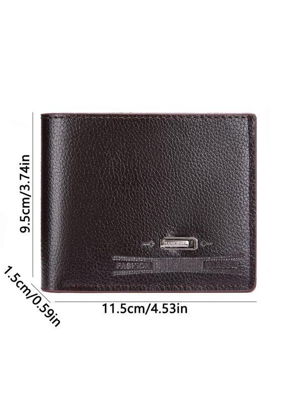  Men's Simple Plain Short Wallet with Id Photo Window, Casual Business Card Holder, Multi Card Slots Bifold Wallet for Work & Daily Used