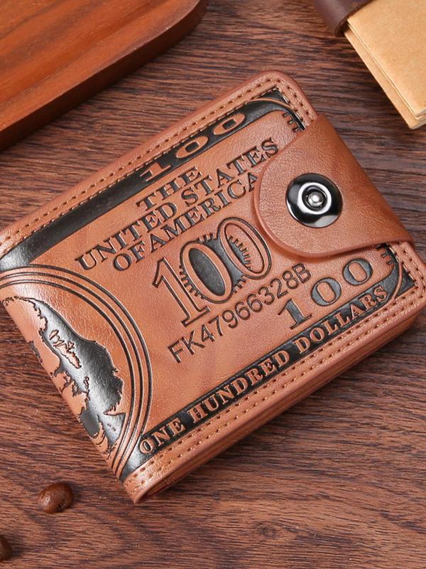 Men Wallet Card Holder Business Novelty Dollar Design Vintage Short Wallet, 2024 New Trendy Bifold Wallet, Fashionable Card Holder As Gift for Men, Boyfriend, Fall Outfits, Earthtone Fall Freshness