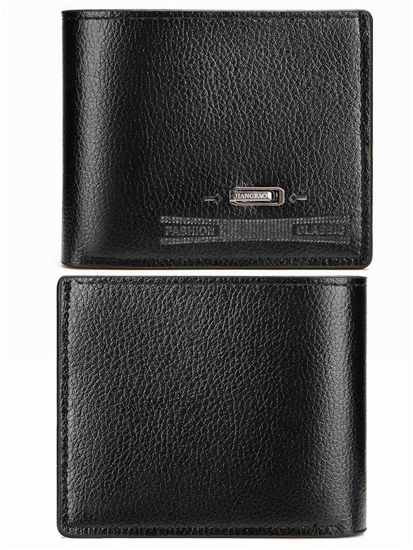  Men's Simple Plain Short Wallet with Id Photo Window, Casual Business Card Holder, Multi Card Slots Bifold Wallet for Work & Daily Used