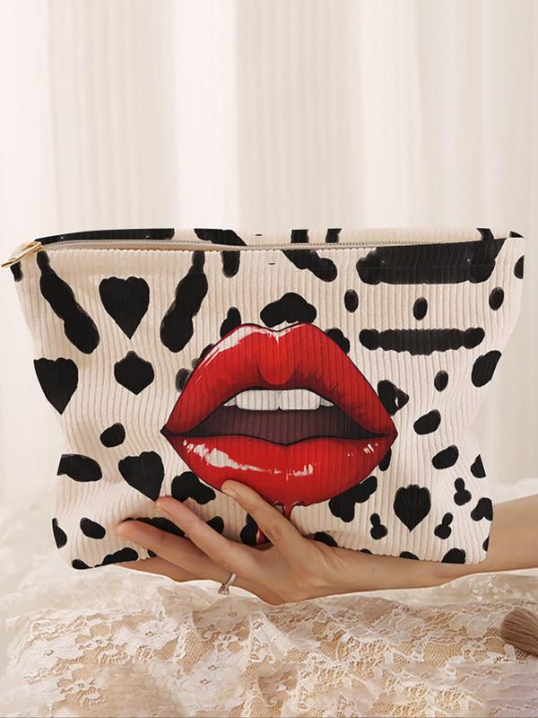 Fashion Lip Print Makeup Bag, Casual Versatile Storage Bag, Travel Makeup Bag, Suitable for Women and All Kinds of Occasions