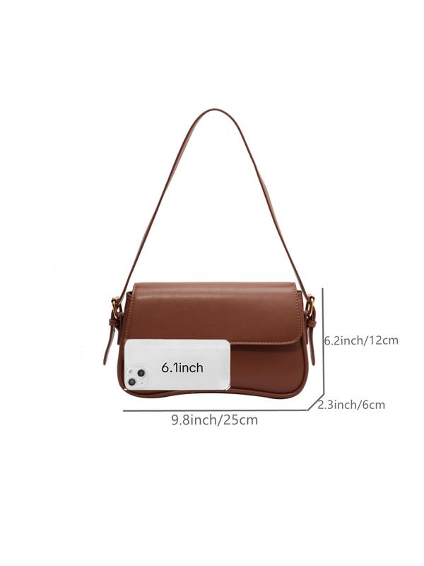 Women's Solid Color Shoulder Bag, Fashionable PU Leather Crossbody Bag for Daily Used, Casual Trendy Versatile High-quality Daily Commuting Bag