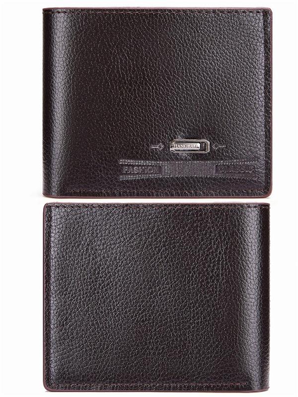  Men's Simple Plain Short Wallet with Id Photo Window, Casual Business Card Holder, Multi Card Slots Bifold Wallet for Work & Daily Used