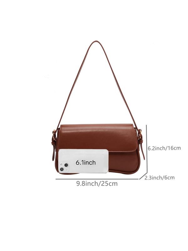 Women's Solid Color Shoulder Bag, Fashionable PU Leather Crossbody Bag for Daily Used, Casual Trendy Versatile High-quality Daily Commuting Bag