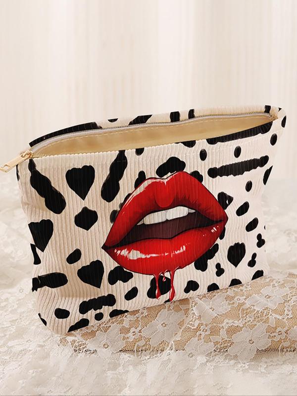 Fashion Lip Print Makeup Bag, Casual Versatile Storage Bag, Travel Makeup Bag, Suitable for Women and All Kinds of Occasions