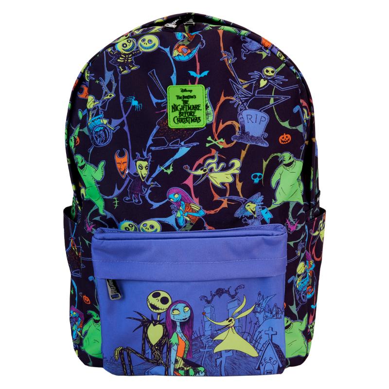 Nightmare Before Christmas Neon Glow All-Over Print Nylon Full-Size Backpack