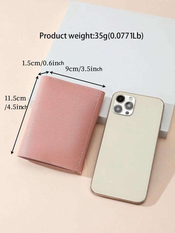 Solid Color Short Trifold Wallet As Daily Outfit, Casual Fashion Pu Leather Zipper Card Holder, Multiple Slots Card Holder Mini Items for Purse for Women & Girls for Birthday Gift