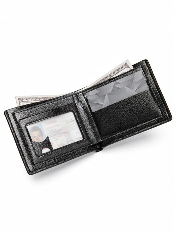  Men's Simple Plain Short Wallet with Id Photo Window, Casual Business Card Holder, Multi Card Slots Bifold Wallet for Work & Daily Used