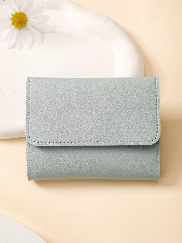 Solid Color Short Trifold Wallet As Daily Outfit, Casual Fashion Pu Leather Zipper Card Holder, Multiple Slots Card Holder Mini Items for Purse for Women & Girls for Birthday Gift