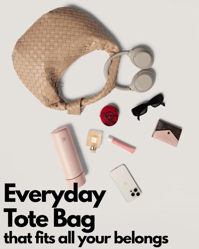 Woven Tote Bag - Over The Shoulder - Soft Durable Vegan Leather -Elevate Your Outfit