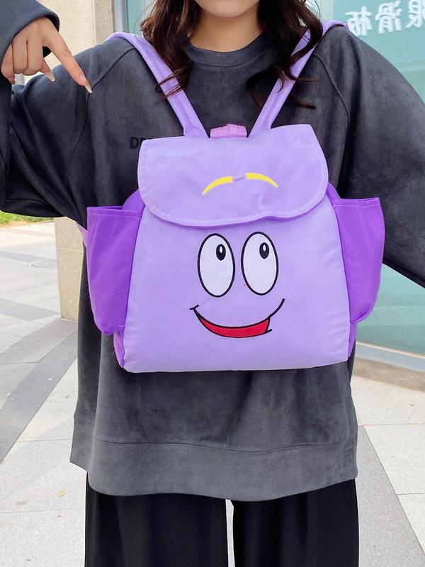 Cartoon Pattern Backpack, Casual Large Capacity Backpack with Pocket Design, Portable Lightweight Cute Backpack for Women & Men