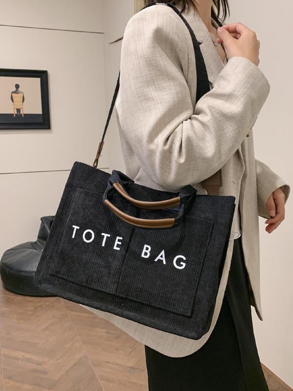 Fashion Letter Pattern Tote Bag, Casual Large Capacity Shoulder Bag for Women, Trendy All-match Bag for Daily Use, Stylish Designer Bag for Women