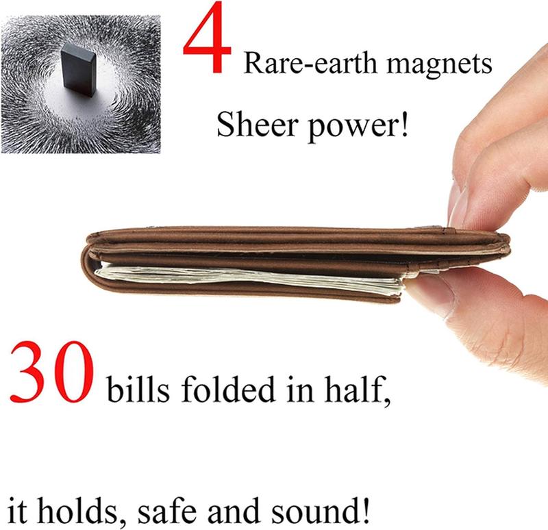 Christmas Gift Leather Magnetic Front Pocket Money Clip Wallet Gift for him