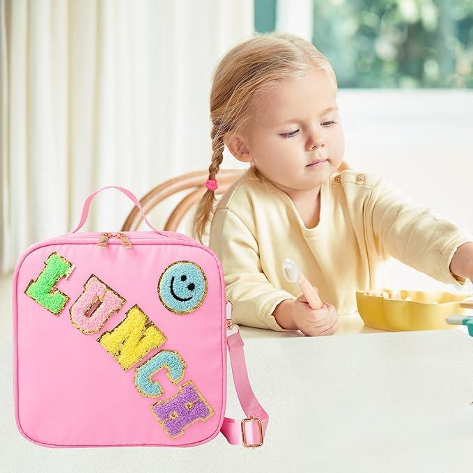 Lunch Box for Women Girl Large Insulated Lunch Bag, Kids Lunch Bag Personalized  with Adjustable Shoulder LunchBag for Girls School Travel Picnic