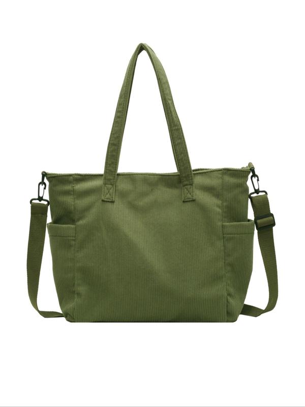 Women's Solid Color Tote Bag, Large Capacity Shoulder Bag for Daily Used, Casual Trendy Versatile High-quality Daily Commuting Bag, Girl Shopping Bag