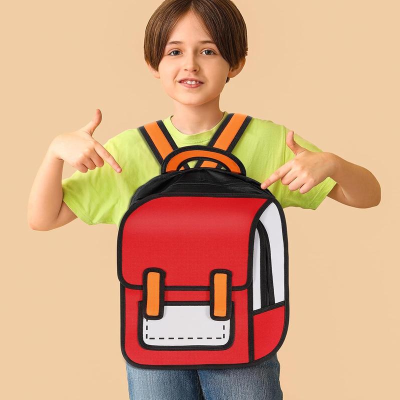 Backpack Cute Cartoon 3D Jump Style 2D Drawing from Comic Paper Anime Bookbag School Supplies Fun Daypack (Yellow)