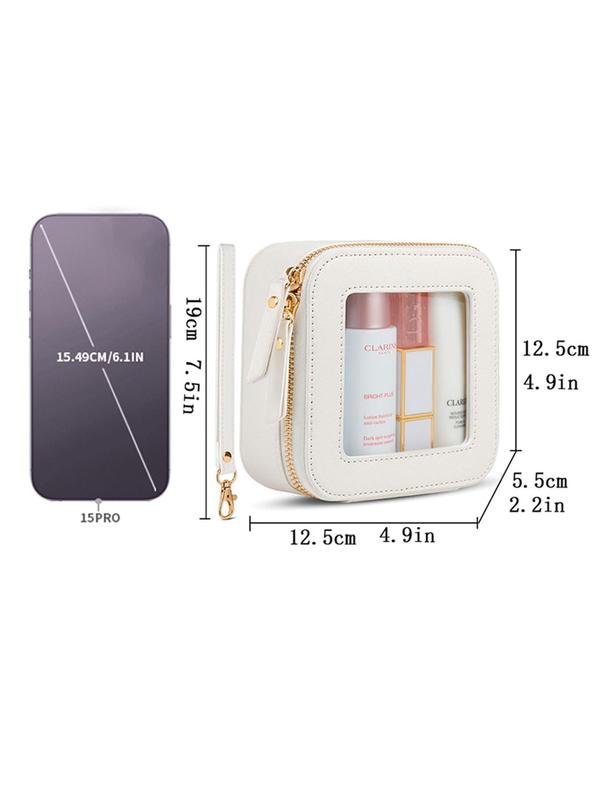 Patched Design Makeup Bag, Transparent Toiletry Bag, Portable Make Up Organizer, Traveling Compact Car Bag for Essentials