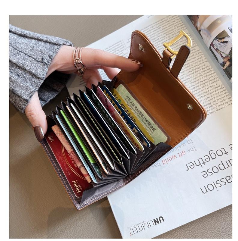 Women's Checkerboard Pattern D Letter Design Card Holder - Elegant Short Wallet for All Occasions