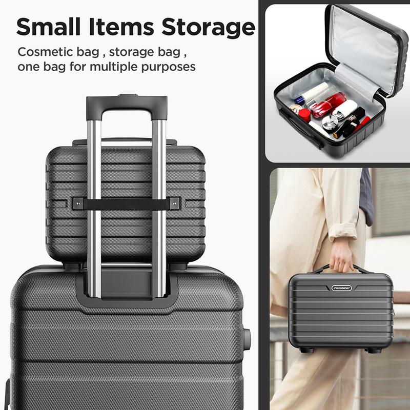 Famistar Carry On Luggage Suitcase Set 4 Piece - ABS Hardshell Luggage with Embedded TSA Lock, 360 ° Double Spinner Wheels - 14” Travel Case, 20” Carry On Luggage, 24” and 28” Checked Luggages, Black