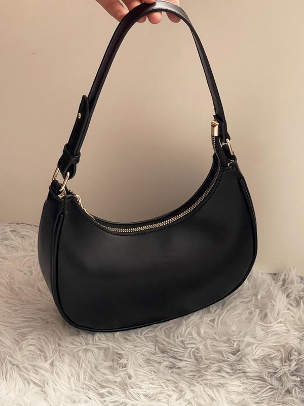 Women's Elegant Half Moon Bag, Y2k Summer Trendy Vintage Pu Leather Everyday Bags for Women & Girls, All-match Chic Handbag for Fall Daily & Work Use  Y2k