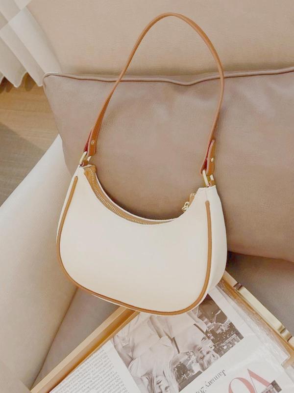 Women's Elegant Half Moon Bag, Y2k Summer Trendy Vintage Pu Leather Everyday Bags for Women & Girls, All-match Chic Handbag for Fall Daily & Work Use  Y2k