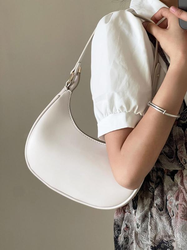 Women's Elegant Half Moon Bag, Y2k Summer Trendy Vintage Pu Leather Everyday Bags for Women & Girls, All-match Chic Handbag for Fall Daily & Work Use  Y2k