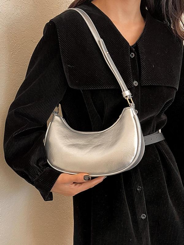 Women's Elegant Half Moon Bag, Y2k Summer Trendy Vintage Pu Leather Everyday Bags for Women & Girls, All-match Chic Handbag for Fall Daily & Work Use  Y2k