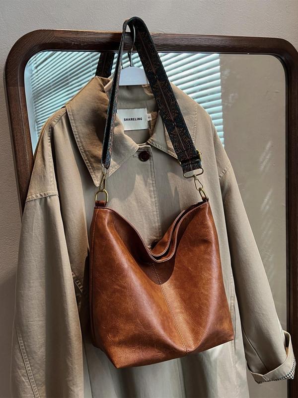 Women's 2024 New Stylish Elegant Large Capacity Crossbody Bag, Trendy Vintage Ethnic Pattern Strap Crossbody Bag, Fashionable Bag for Work & Daily Use