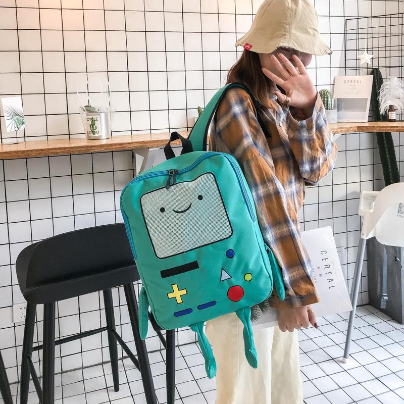 Cute cartoon robot travel backpack for leisure travel, cartoon messenger backpack, blue PU cartoon bag breathable portable and lightweight men and women gifts