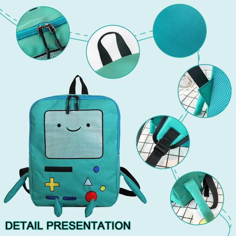 Cute cartoon robot travel backpack for leisure travel, cartoon messenger backpack, blue PU cartoon bag breathable portable and lightweight men and women gifts