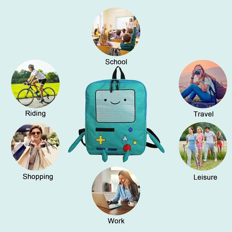 Cute cartoon robot travel backpack for leisure travel, cartoon messenger backpack, blue PU cartoon bag breathable portable and lightweight men and women gifts