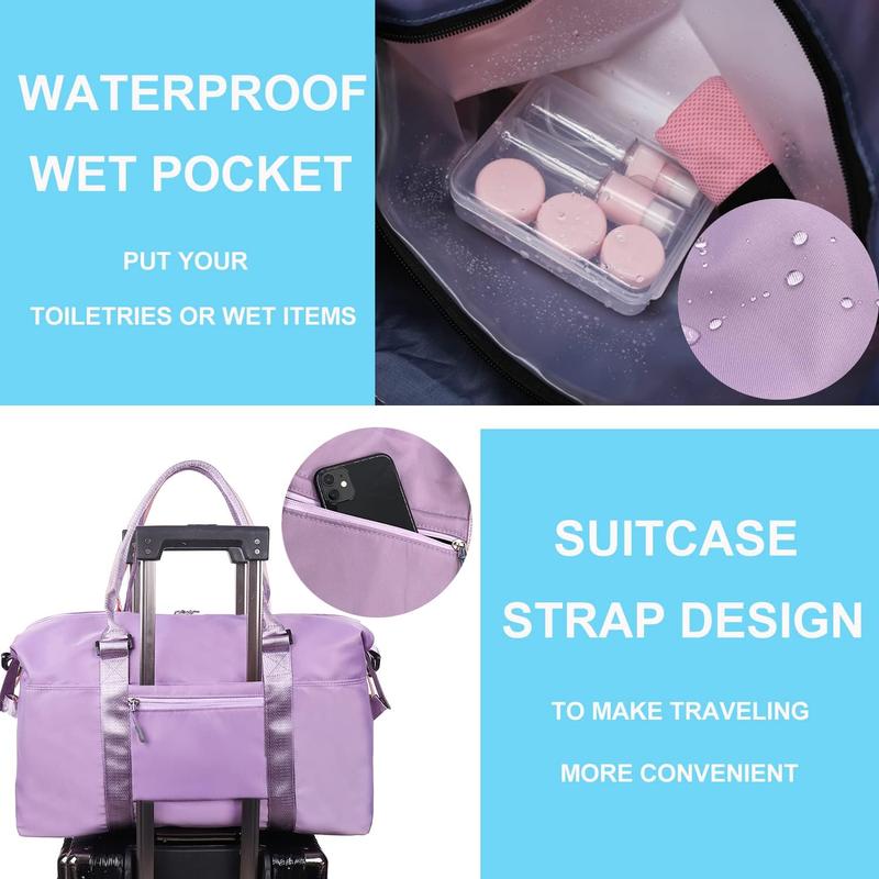 Travel Weekender Overnight Bags for Women With Wet Pocket Sport Gym Tote Duffle Bag Carry on Waterproof