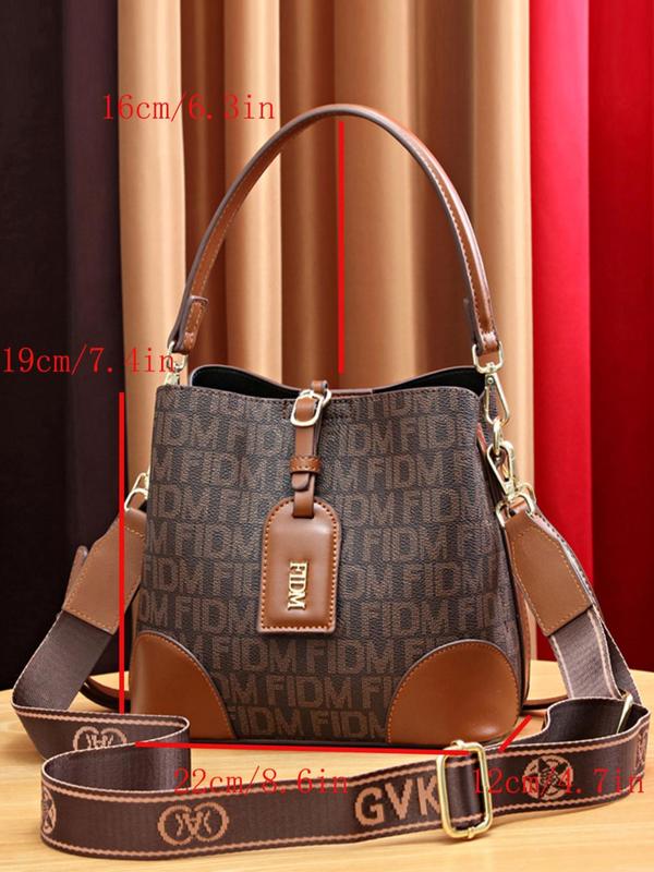 Women's Fashionable Letter Pattern Handbag & Clutch Bag & Wallet, Casual Versatile Pu Leather Bag Set, Trendy High-quality Daily Commuting Bag Set