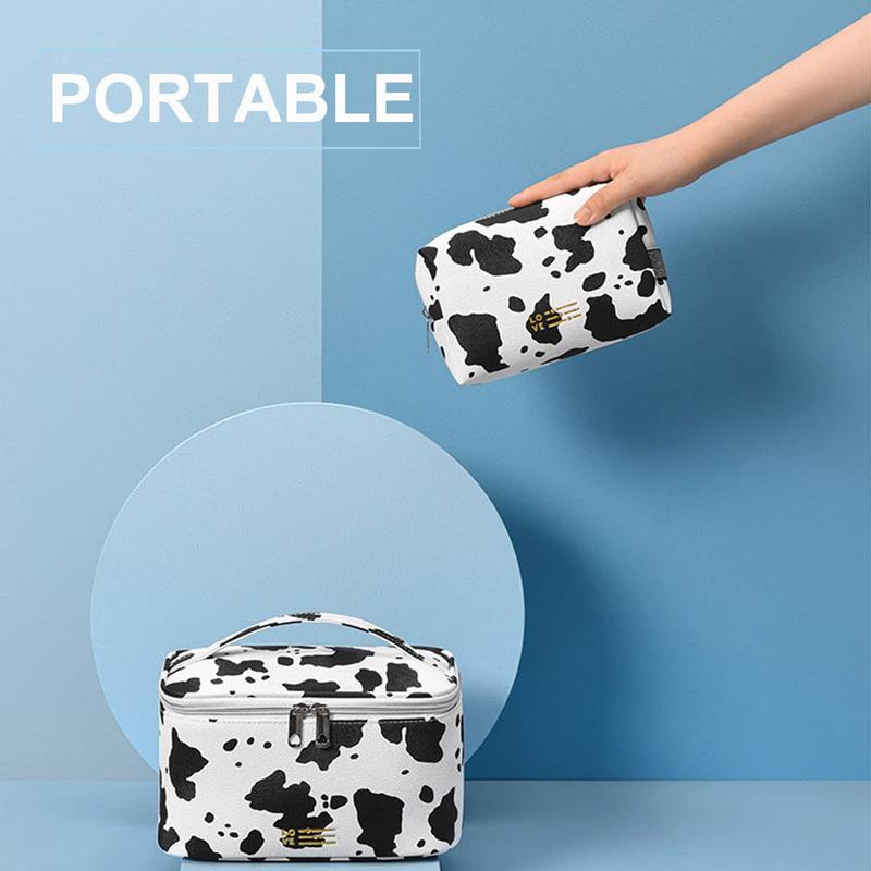 Portable Makeup Bag Cosmetic Bags for Women Medium Pouch Case Purse Make Up Organization Waterproof (Print Cow)