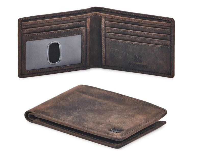 1 Piece Real Leather Mens Bifold Wallet RFID Blocking Slim Minimalist Front Pocket