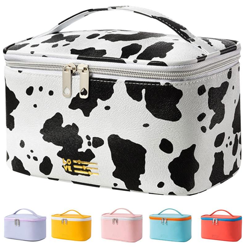 Portable Makeup Bag Cosmetic Bags for Women Medium Pouch Case Purse Make Up Organization Waterproof (Print Cow)