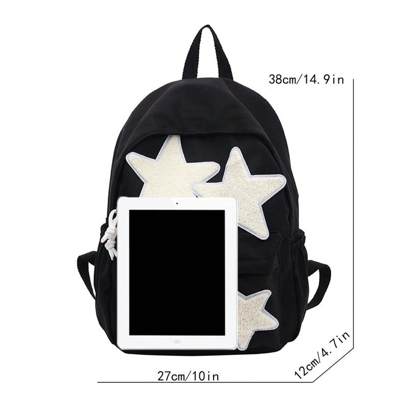 Fashionable Women's Star Decal Casual Nylon Backpack For SchoolSchool Backpack,Large Capacity,Portable,Classic Casual, Suitable For Teen Girls Women College Students,Boys And Men,Rookies & White-Collar Workers, Perfect For Back To School,First Day Of Scho