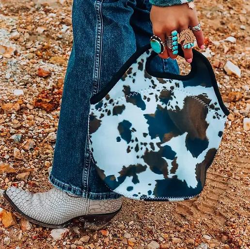 Brown Cowhide Lunchbox Tote for Women - Cute and Functional