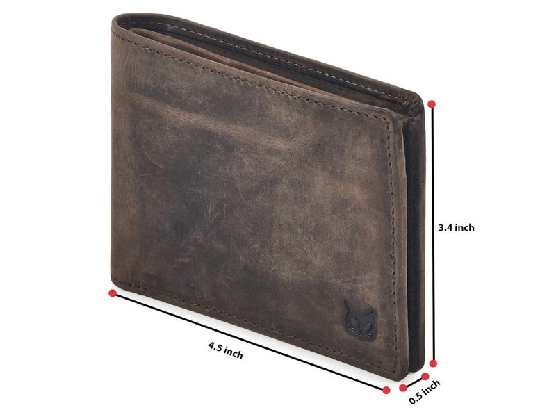 1 Piece Real Leather Mens Bifold Wallet RFID Blocking Slim Minimalist Front Pocket