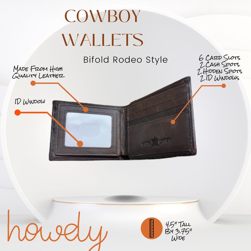 Mens Western Wallet Floral Cutout Layered Leather Brown Teal Soft Leather Checkbook Style Cowboy Hand Crafted High End Mens Wallets Leather Bull Rider Rodeo Gifts